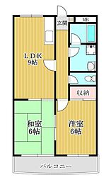 パールヴィレッジ三田 2階2LDKの間取り
