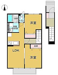 オーベル 2LDKの間取図画像
