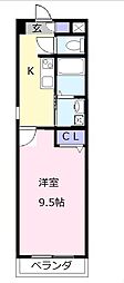 セントラルコート 1Kの間取図画像