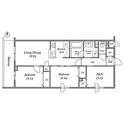 プライムガーデン若木 5階2LDKの間取り