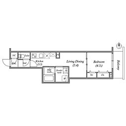 PRIMEGARDENWAKAGI 1LDKの間取図画像
