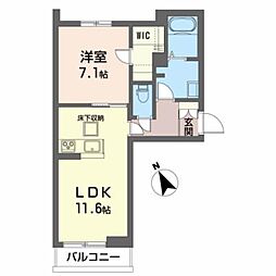 JR仙石線 石巻駅 徒歩10分の賃貸マンション 2階1LDKの間取り