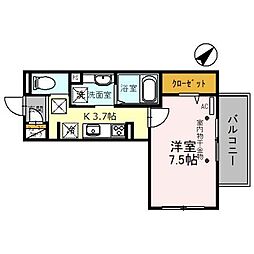 オペラハウス和田町 1Kの間取図画像