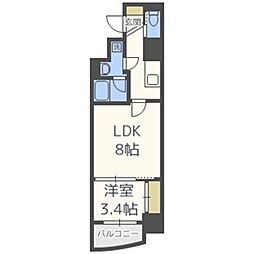 アプリーレ南森町 1LDKの間取図画像