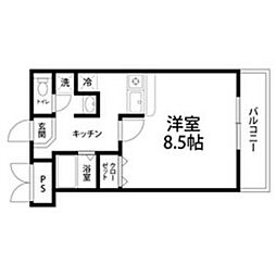 パレ・ドゥ鶴見緑地 1Kの間取図画像