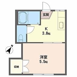 カーサ宮 1Kの間取図画像