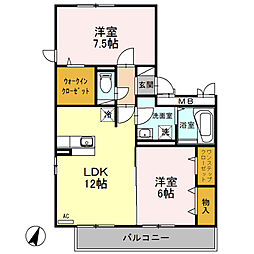 セジュールサクラ2 2LDKの間取図画像
