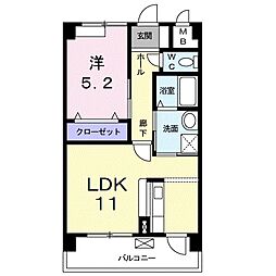 ニュー平地 2階1LDKの間取り
