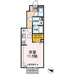 サンテラスB ワンルームの間取図画像