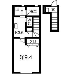 El Alivio D棟 1Kの間取図画像