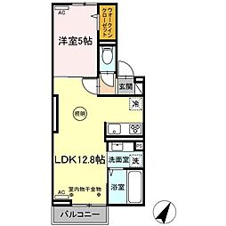 ＤーＲＯＯＭ　ＡＬＢＡ 2階1LDKの間取り