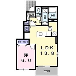 ティ・サンティール 1LDKの間取図画像