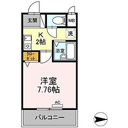 ラフィネ高峯 1Kの間取図画像