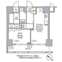 オルサス三ノ輪 1LDKの間取図画像