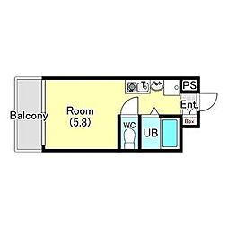 テラスレジデンス津田沼 2階ワンルームの間取り