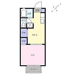 ハウスメイト・B 1DKの間取図画像
