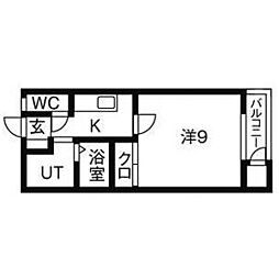 ユナイテッド 1Kの間取図画像
