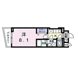 アディムーサ 1Kの間取図画像