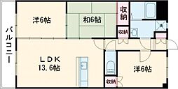 シャルム桜木 3階3LDKの間取り