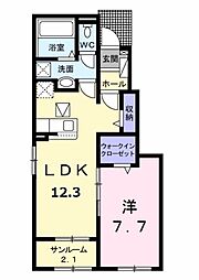 エレガンシア2A 1LDKの間取図画像