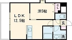 ラムール祇園 1LDKの間取図画像