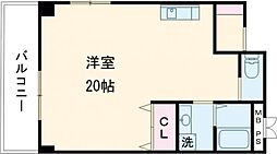 熊本電気鉄道 韓々坂駅 徒歩8分の賃貸マンション 2階ワンルームの間取り