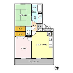 フレアコート矢木 1階2LDKの間取り