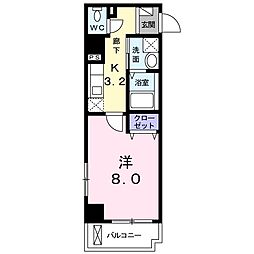 ヴィオラプリート 1Kの間取図画像