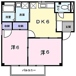 メゾングリーンヒルA 2DKの間取図画像