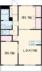 クロノス52鶴羽田 1階2LDKの間取り