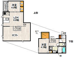 JR鹿児島本線 千鳥駅 徒歩14分の賃貸アパート 2階2LDKの間取り