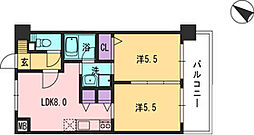 コンダクト福岡東 2LDKの間取図画像