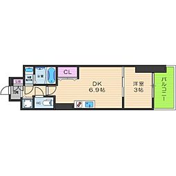 THE GARNET MILLENNIUM KYOTO 九条烏丸 2階1DKの間取り