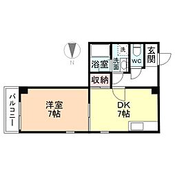 リュミエ白銀 1DKの間取図画像