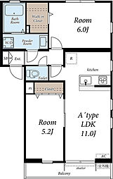 リブリ・天神下 2階2LDKの間取り