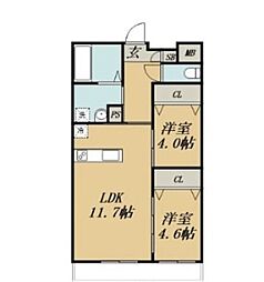 GrowthNishiki 2LDKの間取図画像