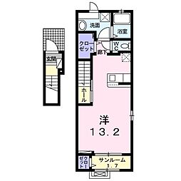 エイミー．パレス 2階ワンルームの間取り