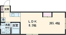 リヴィエール口田 ワンルームの間取図画像