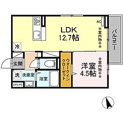 D-ROOMグランデフォンテーヌ 2階1LDKの間取り