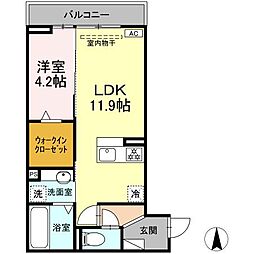 D-ROOM南高橋町WEST 1LDKの間取図画像