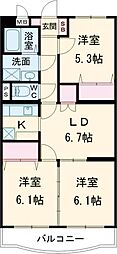 サニーサイドアップ壱番館 3LDKの間取図画像