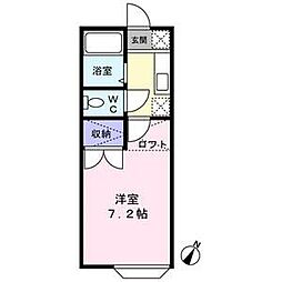 ヴァルーンレイム8 2階1Kの間取り