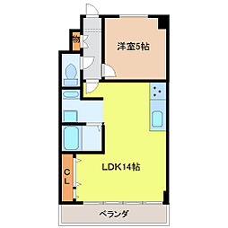 ヒルズ平和ヶ丘 3階1LDKの間取り