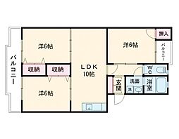 メッシーナ月出 3階3LDKの間取り
