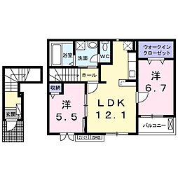 アンソロジ− 2階2LDKの間取り