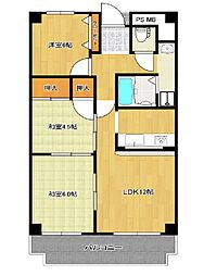 サンメゾン忍海 3階3LDKの間取り