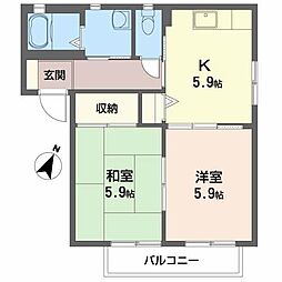 メゾンジュンB 2Kの間取図画像