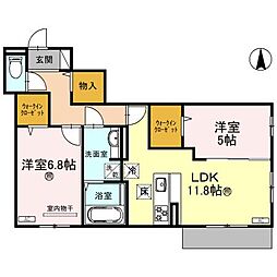 阪急神戸本線 塚口駅 徒歩10分の賃貸アパート 1階2LDKの間取り