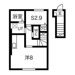 レジデンスウエストII 2階ワンルームの間取り