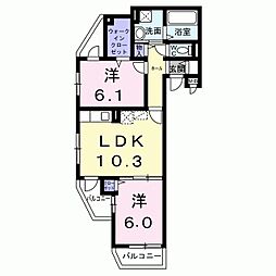 ブリリアント 2LDKの間取図画像